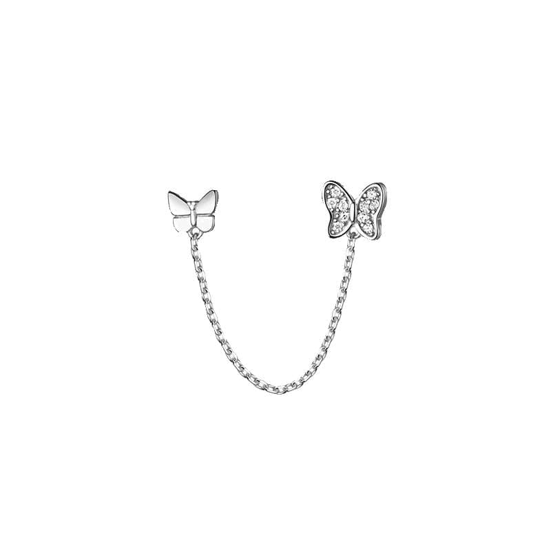 Butterfly Chained Alloy Stud Earring