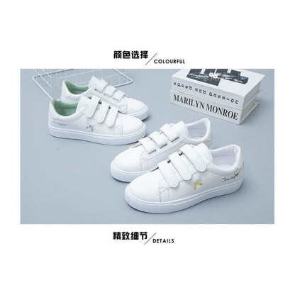 Butterfly Embroidered Adhesive Strap Sneakers