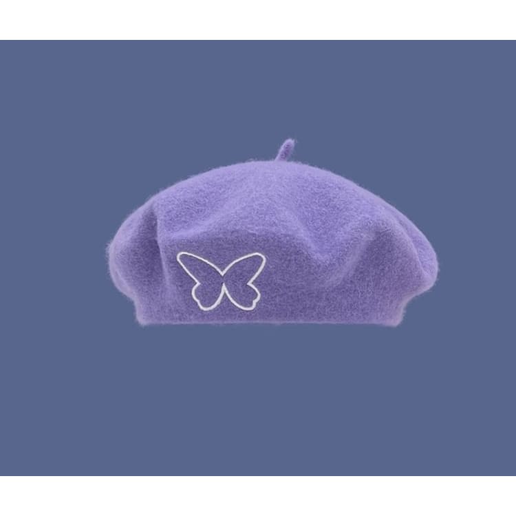 Butterfly Embroidered Beret