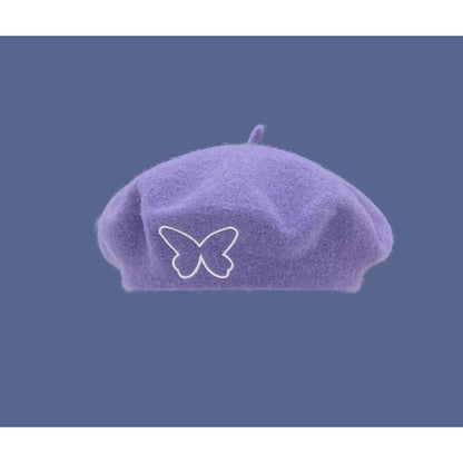 Butterfly Embroidered Beret