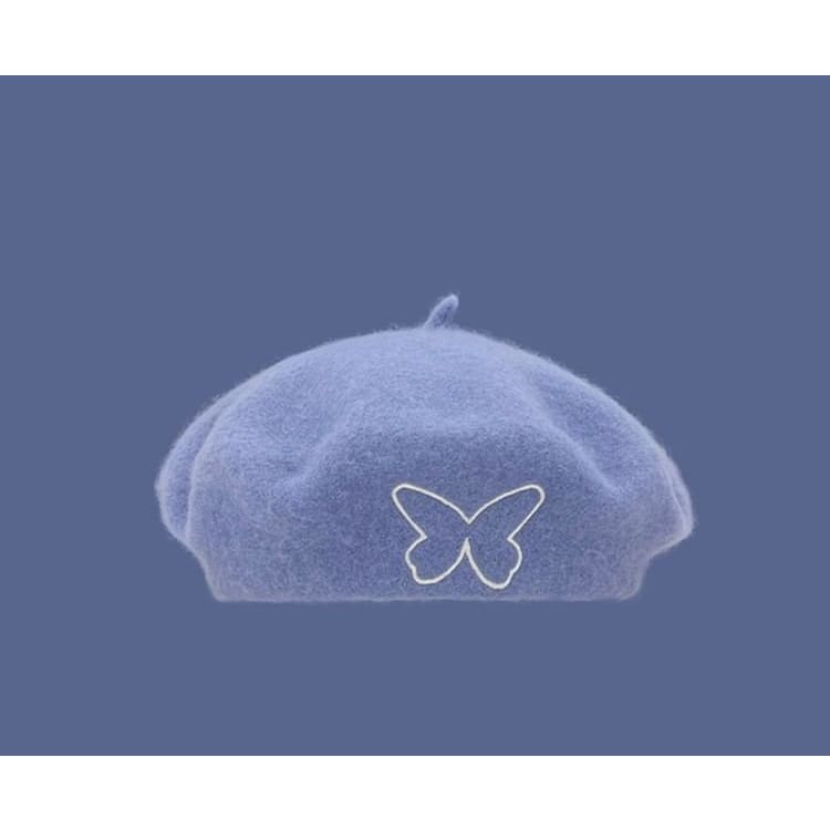 Butterfly Embroidered Beret