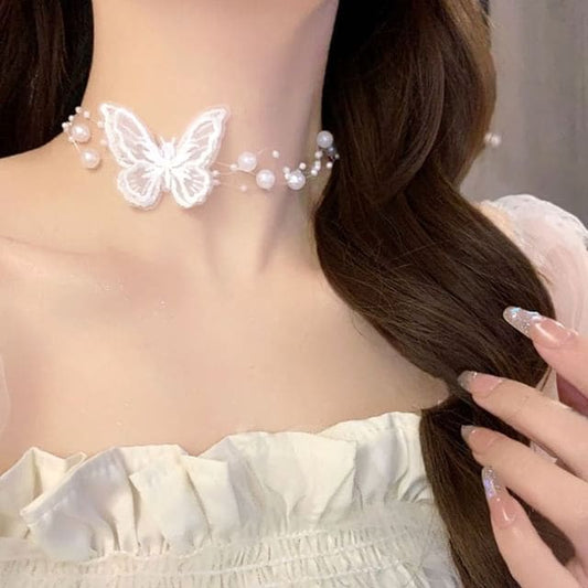 Butterfly Embroidered Necklace / Choker