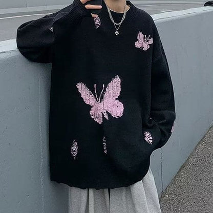 Butterfly Embroidery Sweater - Sweater