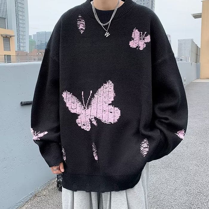 Butterfly Embroidery Sweater - Sweater