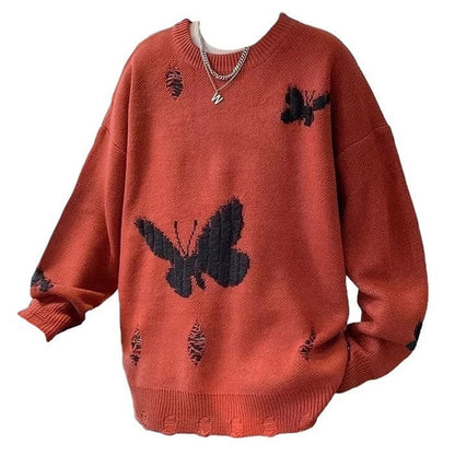 Butterfly Embroidery Sweater - Sweater