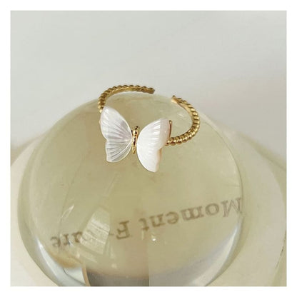 Butterfly / Faux Pearl Alloy Open Ring (various designs)