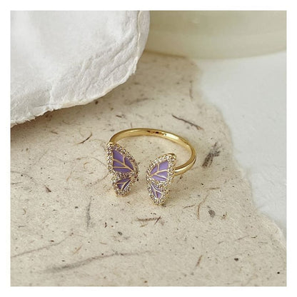 Butterfly / Faux Pearl Alloy Open Ring (various designs)