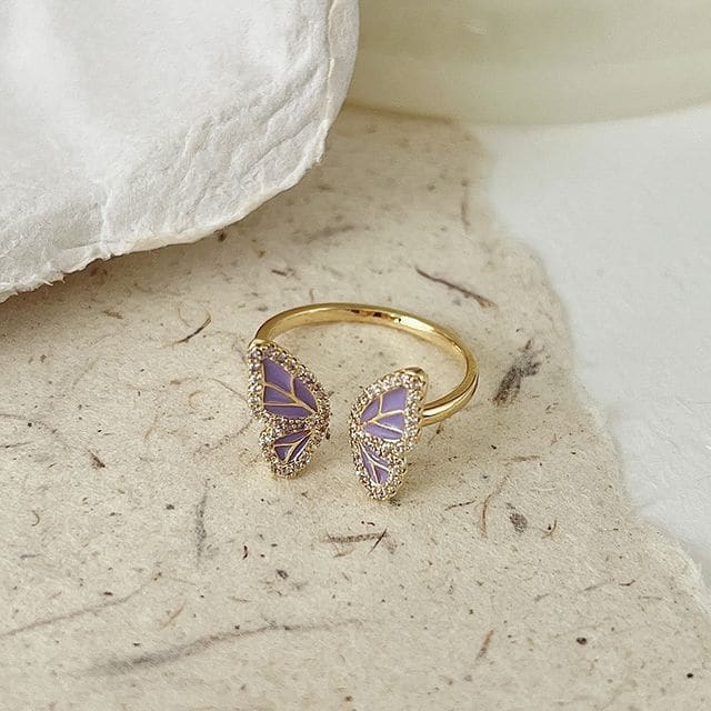 Butterfly / Faux Pearl Alloy Open Ring (various designs)