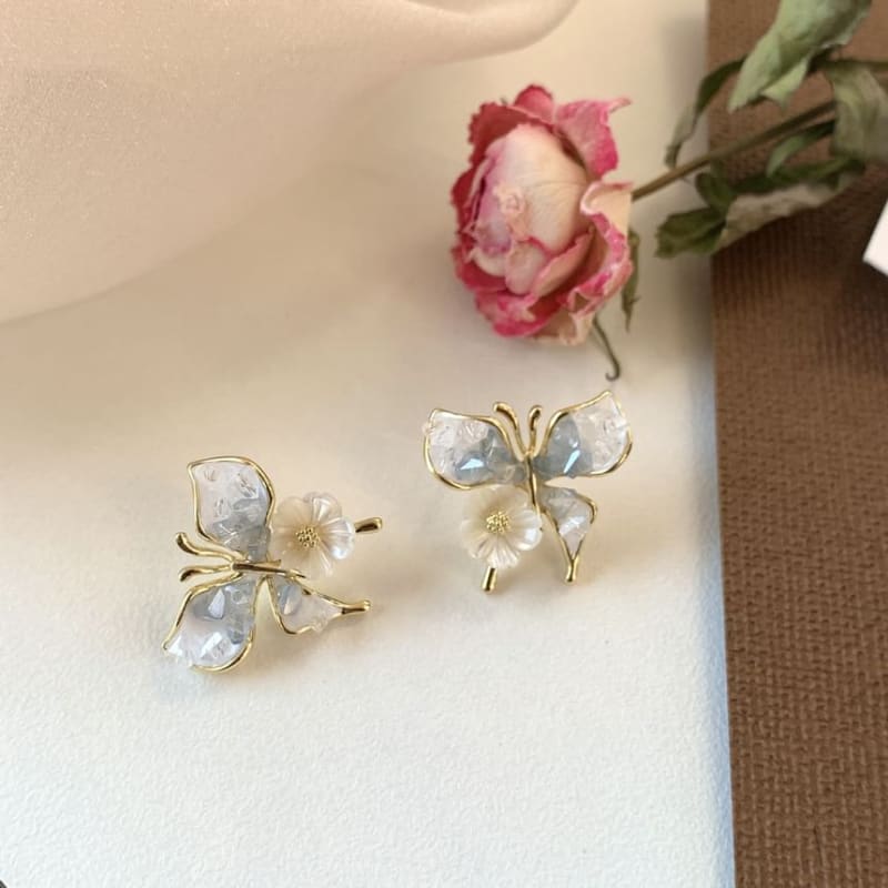 Butterfly Floral Faux Crystal Alloy Stud Earring