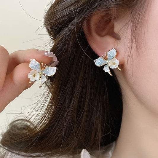 Butterfly Floral Faux Crystal Alloy Stud Earring