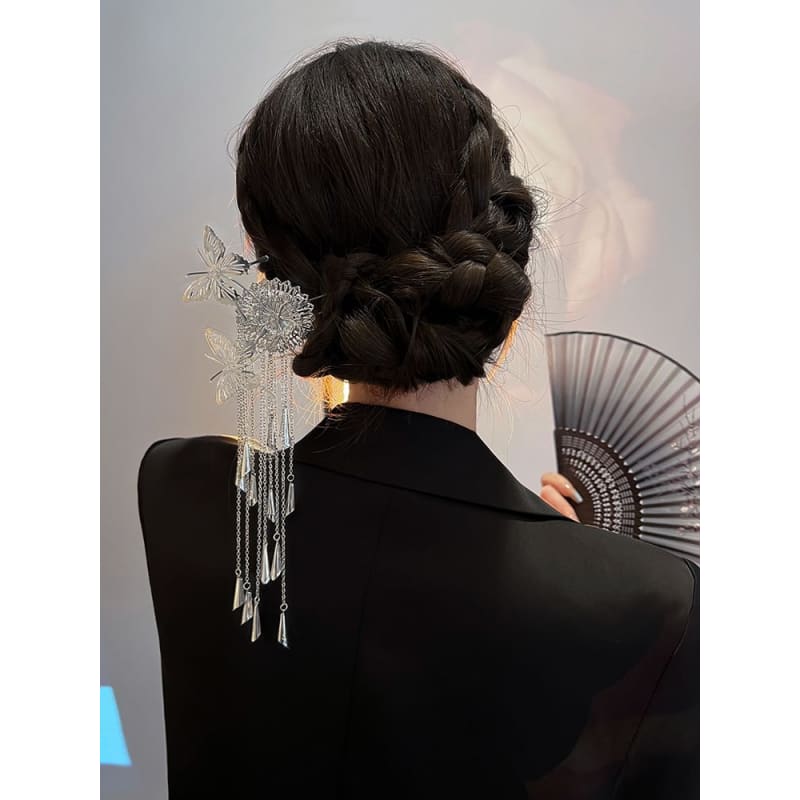 Butterfly Fringed Alloy Hair Stick - B1332 - Hair Stick