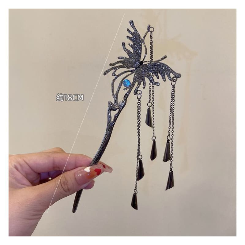 Butterfly Fringed Alloy Hair Stick / Hair Clip - AM2023