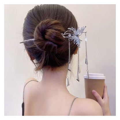 Butterfly Fringed Alloy Hair Stick / Hair Clip - AM2023