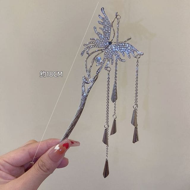 Butterfly Fringed Alloy Hair Stick / Hair Clip - AM2023