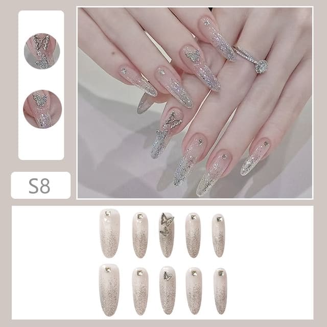 Butterfly Glitter Press On Nail - S8 - Box Packing