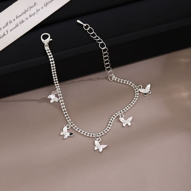 Butterfly / Heart Fringed Alloy Bracelet - S270-1