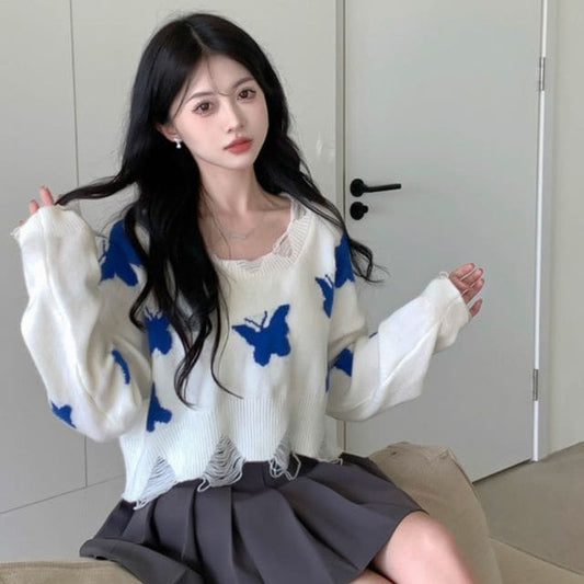 Butterfly Jacquard Knit Sweater