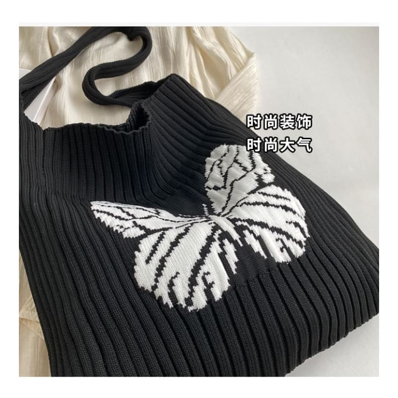 Butterfly Jacquard Knit Tote Bag Egirldoll