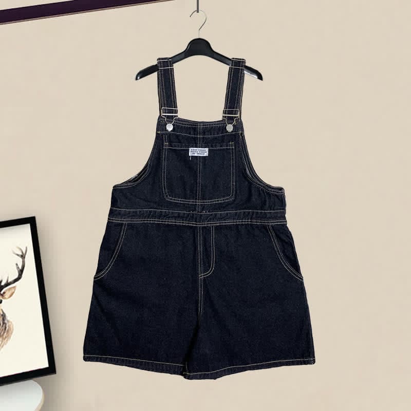 Butterfly Lertter Embroidery Lapel Crop Top Denim Overalls