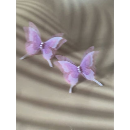 Butterfly Mesh Stud Earring - 1 Pair - Pink / One Size