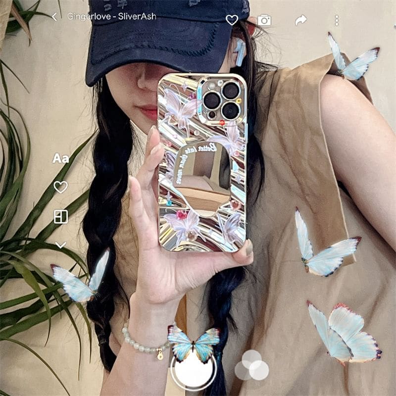 Butterfly Mirrored Phone Case - iPhone 15 Pro Max / 15 Pro