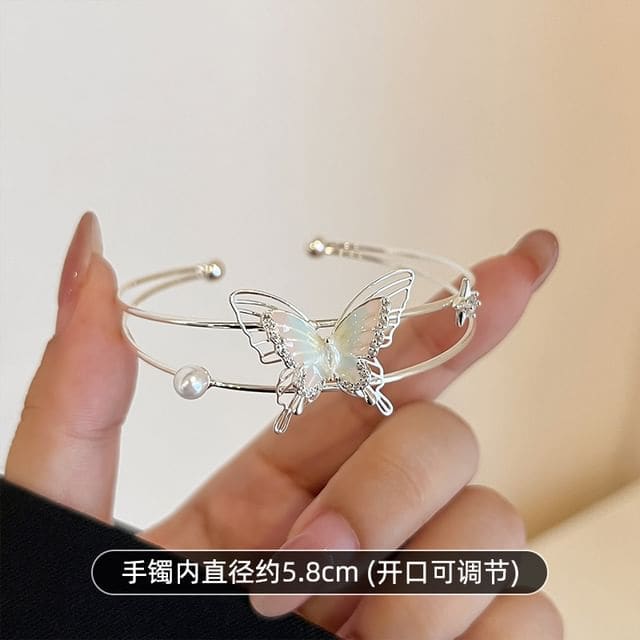 Butterfly Open Bangle / Ring / Necklace - Bangle - Silver