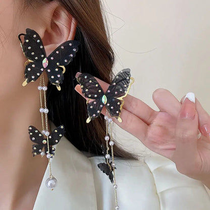 Kawaii Aesthetic Y2K Cute Fairy Butterfly Pearl Earrings MK Kawaii Store