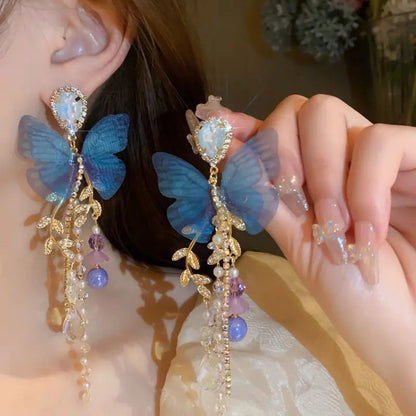 Kawaii Aesthetic Y2K Cute Fairy Butterfly Pearl Earrings MK Kawaii Store