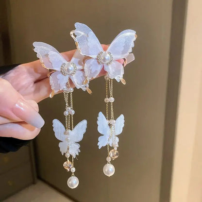 Kawaii Aesthetic Y2K Cute Fairy Butterfly Pearl Earrings MK Kawaii Store