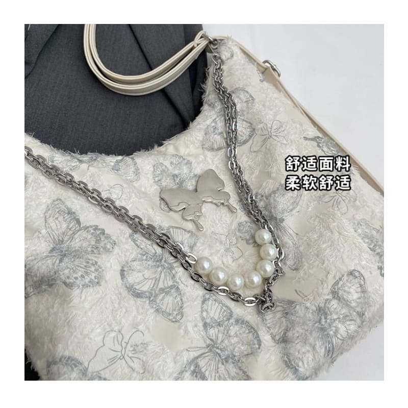 Butterfly Print Chain Strap Crossbody Bag