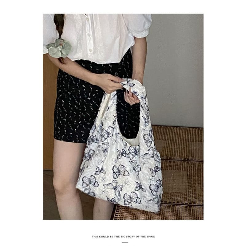 Butterfly Print Fabric Tote Bag