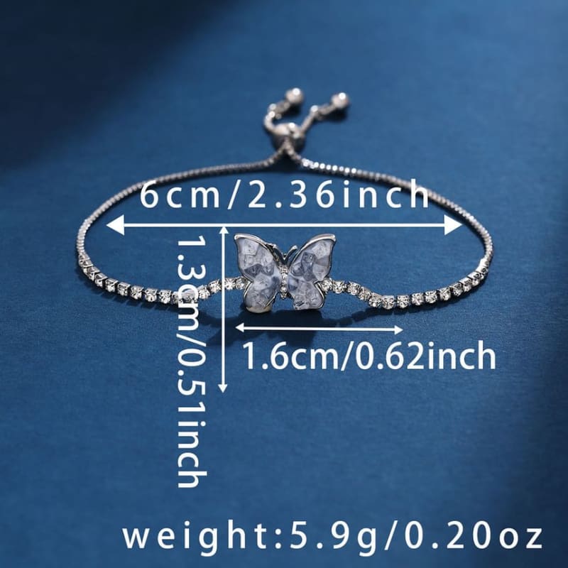 Butterfly Rhinestone Alloy Bracelet