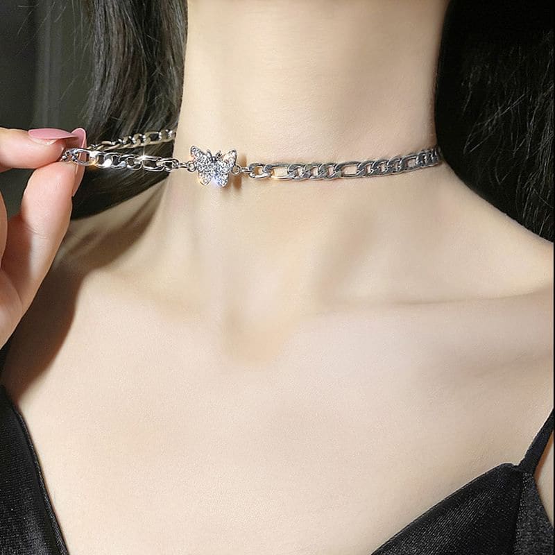 Butterfly Rhinestone Alloy Choker