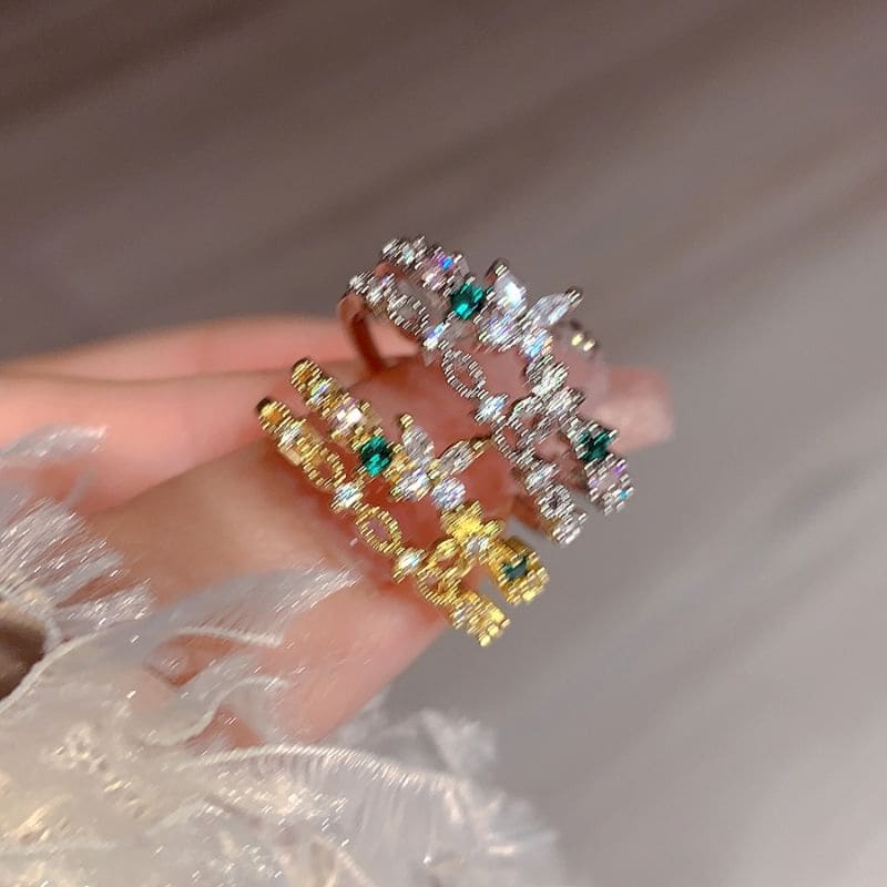 Butterfly Rhinestone Layered Ring