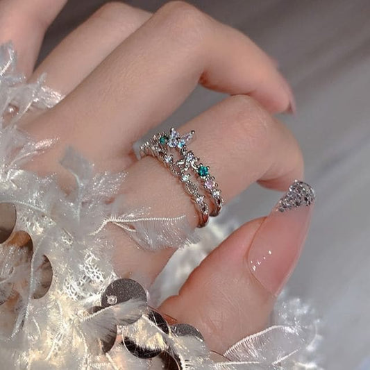 Butterfly Rhinestone Layered Ring