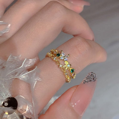 Butterfly Rhinestone Layered Ring