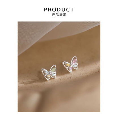 Butterfly Rhinestone Sterling Silver Earring