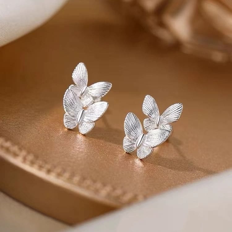 Butterfly Sterling Silver Barbell Earring