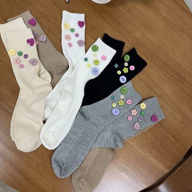 Button Accent Socks