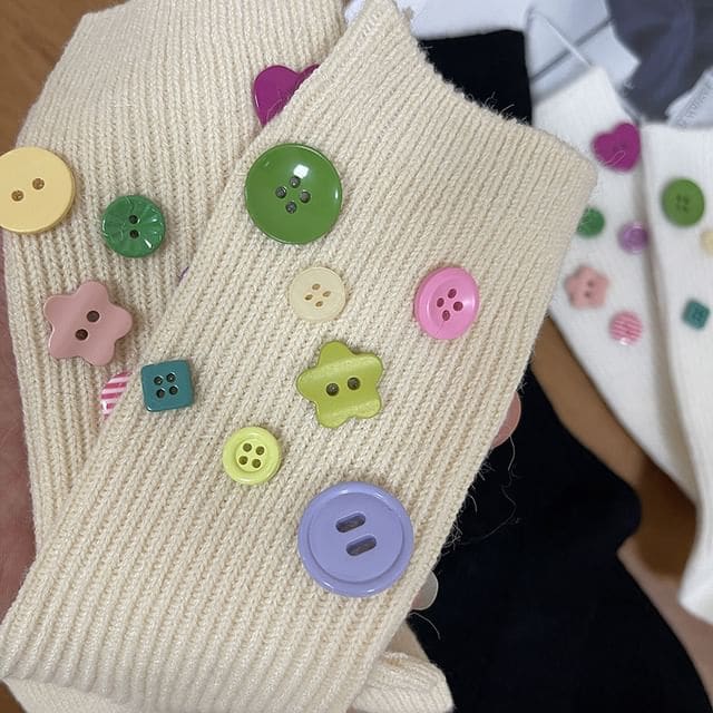 Button Accent Socks - Almond / One Size