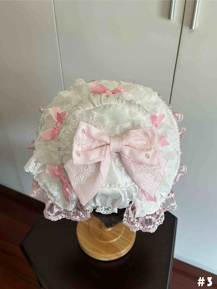 Pink Decorated Bows Hat Sweet Lolita