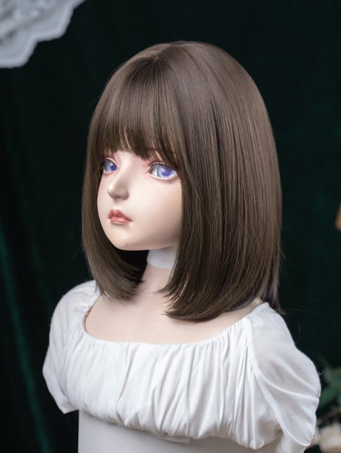 40CM Air Synthetic With Bangs Brown Dark Wig Length
