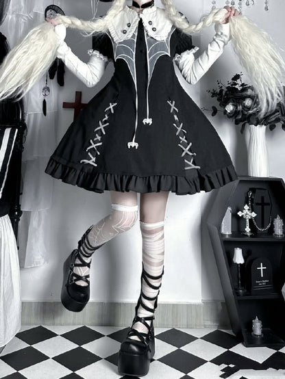 Black Spider Web Collar Halloween Lolita Dress