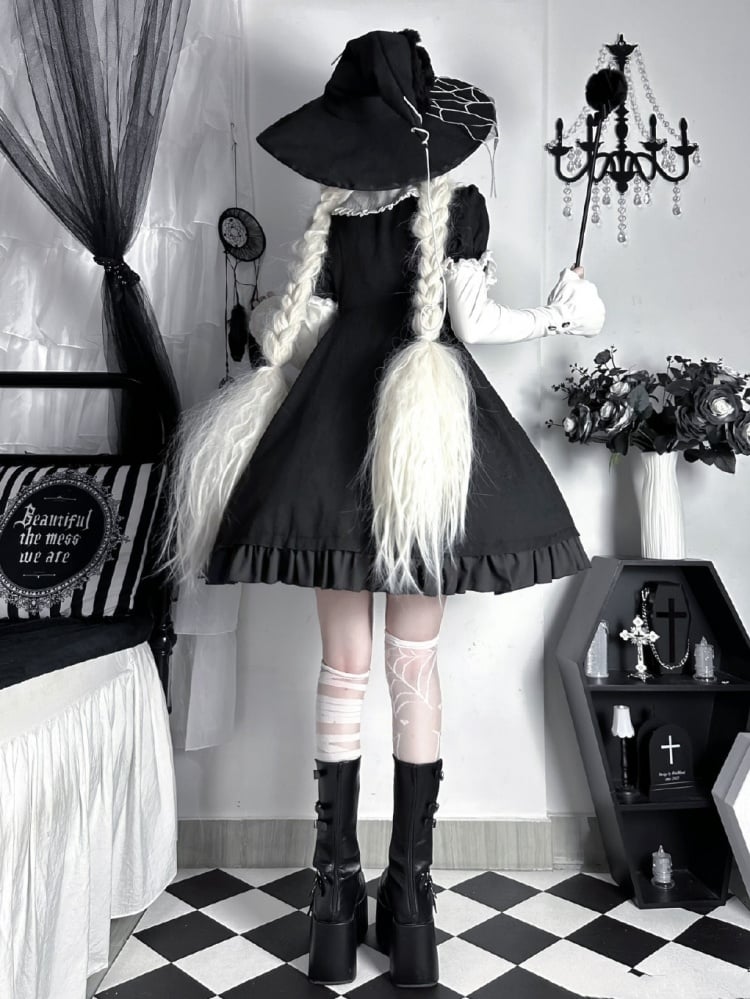 Black Spider Web Collar Halloween Lolita Dress