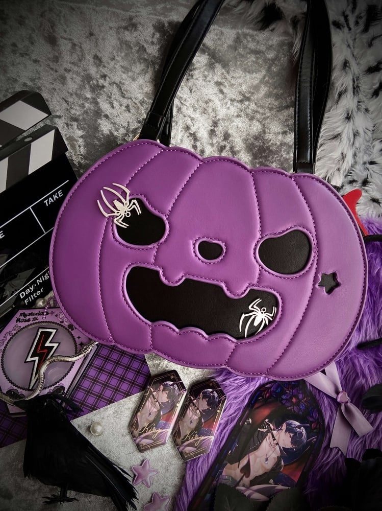 Halloween Purple Pumpkin Tote Bag - Purple / Free Size