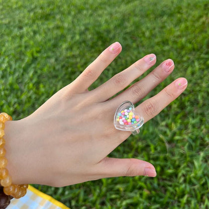 Candy Beads Clear Rings - ring