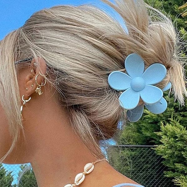 Candy Big Flower Hair Claw - Baby Blue - Other