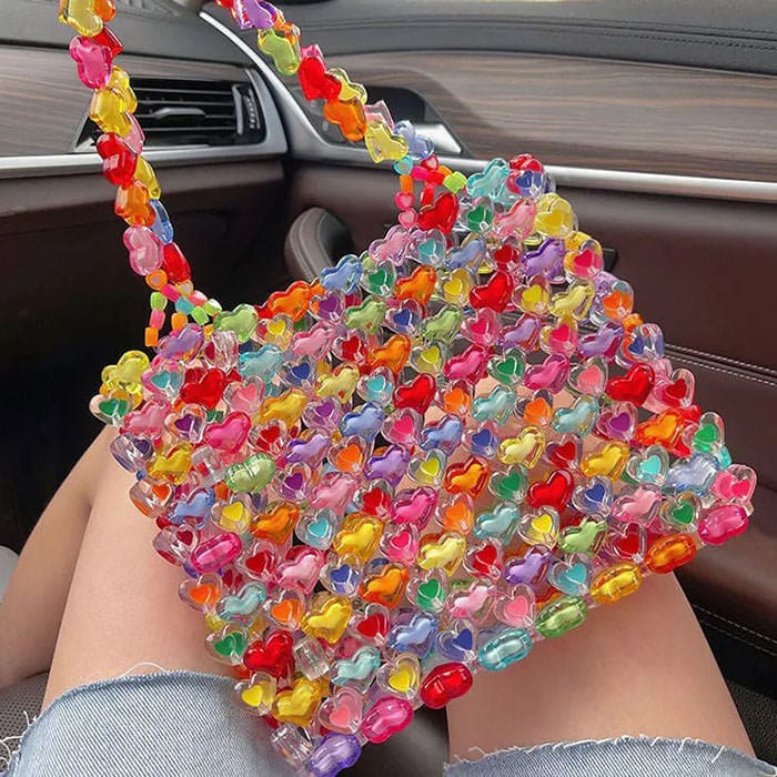 Candy Hearts Beaded Handbag - Handbags