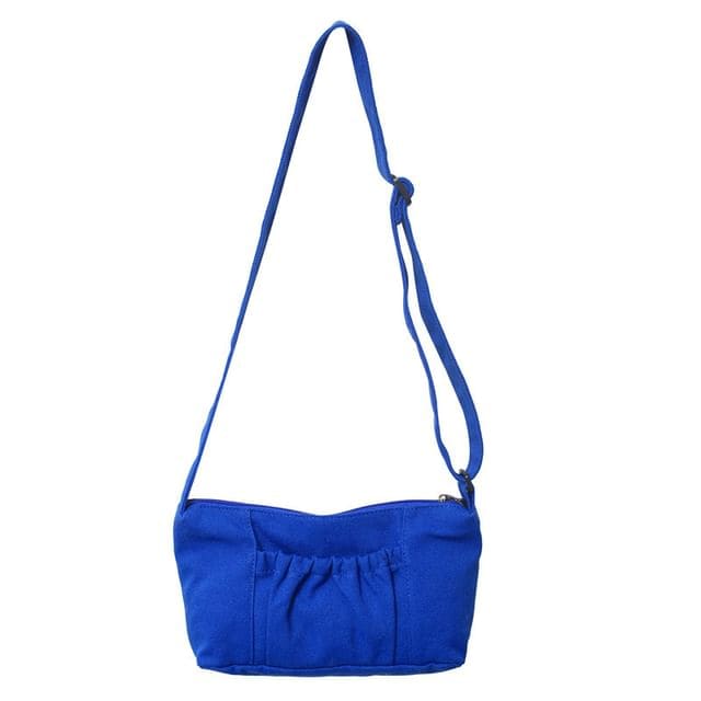 Canvas Plain Hobo Bag - Blue / One Size