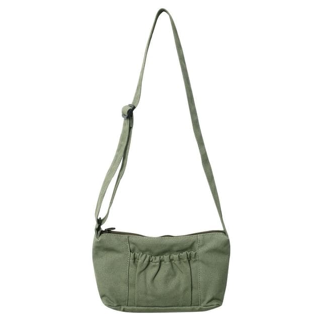 Canvas Plain Hobo Bag - Green / One Size